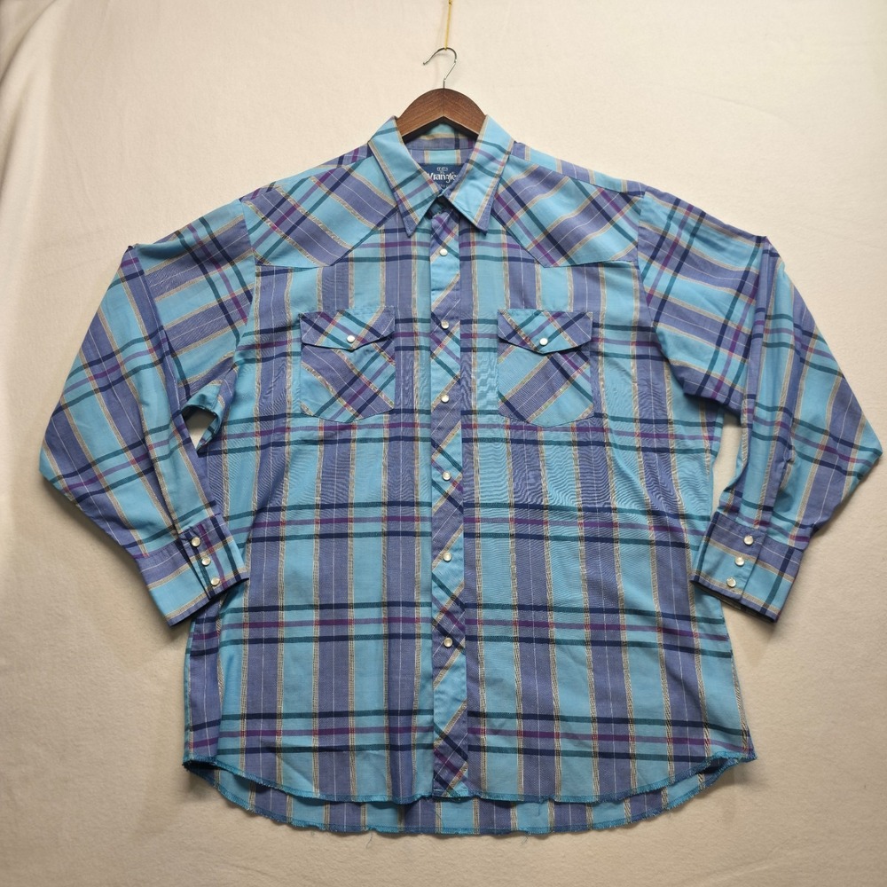 Vintage Wrangler Men's Striped Pearl Snap Western Shirt Size 17-17.5 XL